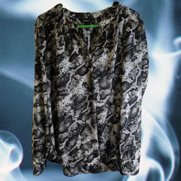 Simply Vera Large long sleeve black and white polyester woman's blouse. - Picture 1 of 1